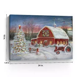 Sale Christmas Cozy Barn Canvas Art Print, 18x24 Christmas Art & Wall Decor