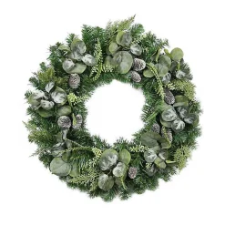 Online Christmas Eucalyptus Pine Mix Pre-Lit Wreath Wreaths
