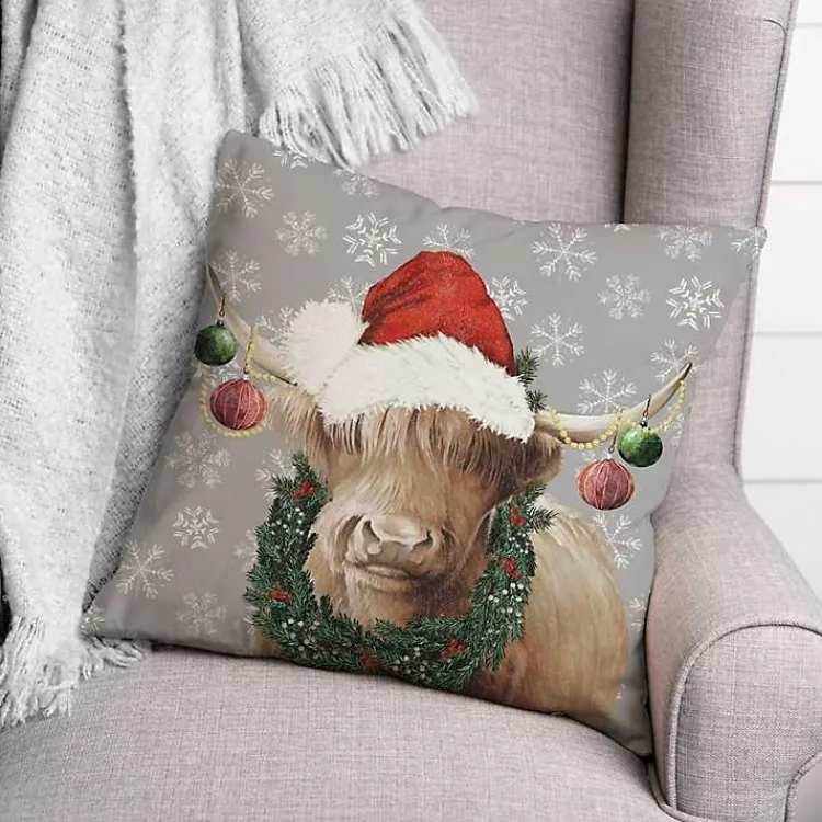 Christmas Highland Cow Pillow Christmas Pillows