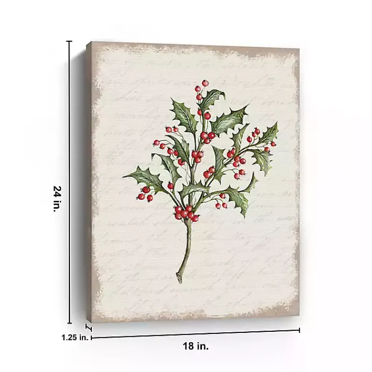 Christmas Holly Canvas Art Print Christmas Art & Wall Decor