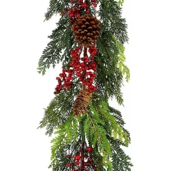 Clearance Christmas Joy Garland with Red Berries, 5 ft. Christmas Arrangements & Garland