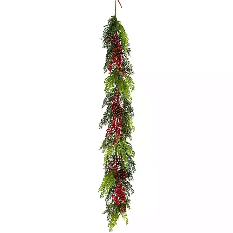 Clearance Christmas Joy Garland with Red Berries, 5 ft. Christmas Arrangements & Garland