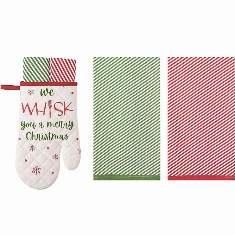 Kirklands Home Kitchen Accessories|Christmas 3-pc. Oven Mitt and Kitchen Towel Set