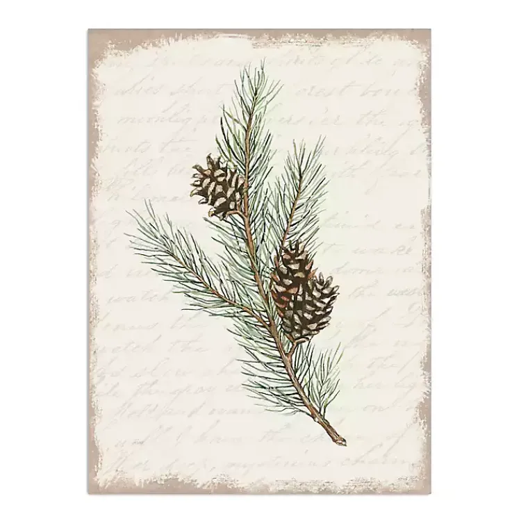 Clearance Christmas Pine and Cone Canvas Art Print Christmas Art & Wall Decor