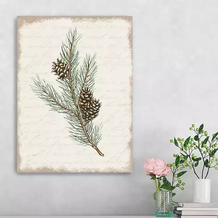 Clearance Christmas Pine and Cone Canvas Art Print Christmas Art & Wall Decor
