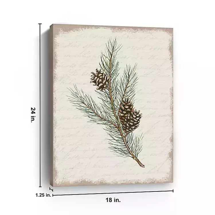 Clearance Christmas Pine and Cone Canvas Art Print Christmas Art & Wall Decor