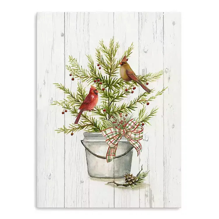 Outlet Christmas Pine with Cardinals Canvas Art Print Christmas Art & Wall Decor