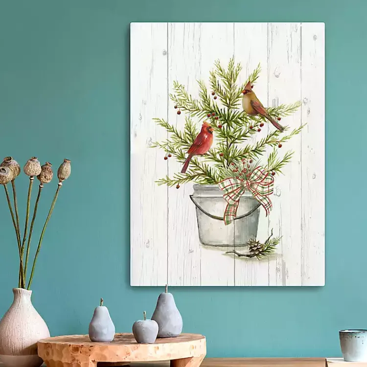 Outlet Christmas Pine with Cardinals Canvas Art Print Christmas Art & Wall Decor