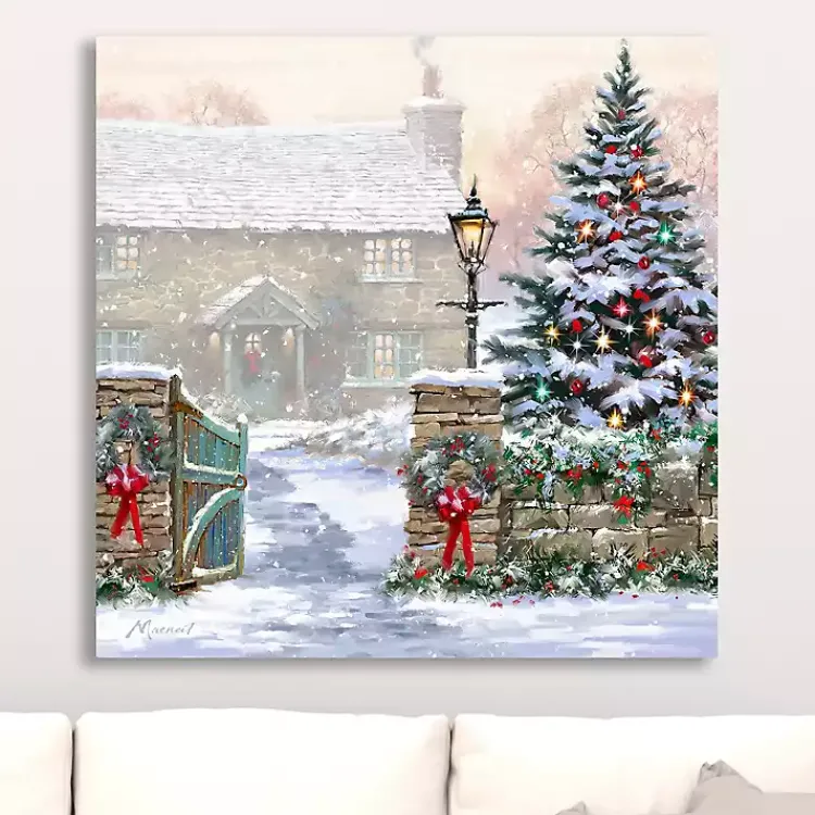 Discount Christmas Snowfall Canvas Art Print Christmas Art & Wall Decor