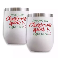 Outlet Christmas Spirit Insulated Wine Tumblers, Set of 2 Christmas Dining & Entertaining