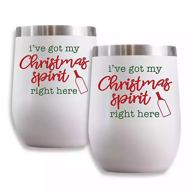Outlet Christmas Spirit Insulated Wine Tumblers, Set of 2 Christmas Dining & Entertaining