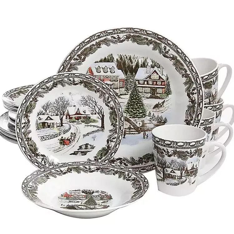 New Christmas Toile 16-pc. Dinnerware Set Christmas Dining & Entertaining