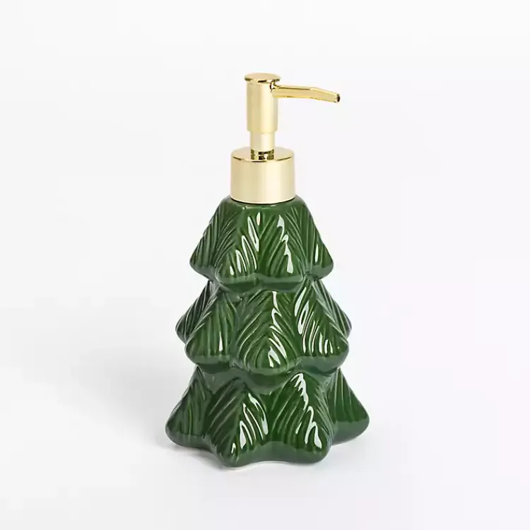 Kirklands Home Kitchen Accessories|Christmas Tree Soap Dispenser Green