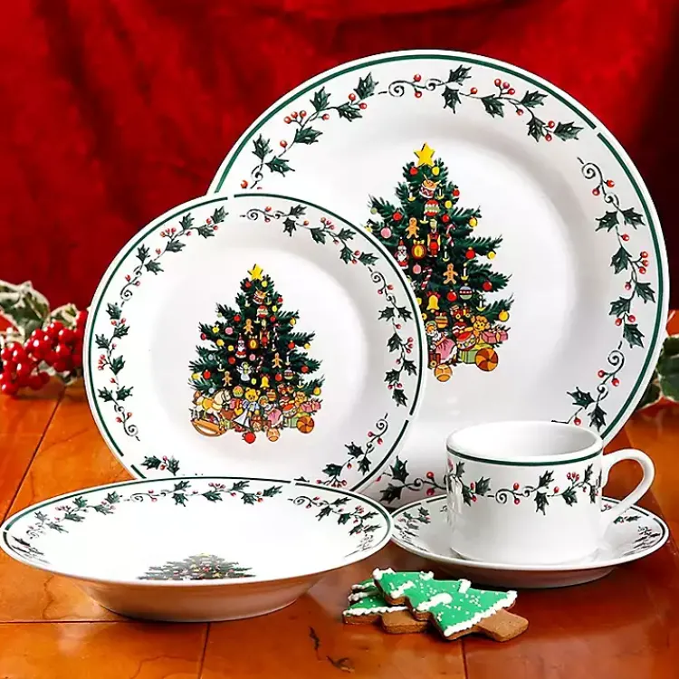 Hot Christmas Tree Trimming 16-pc. Dinnerware Set Christmas Dining & Entertaining