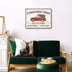 Hot Christmas Trees Truck Framed Canvas Print Christmas Art & Wall Decor