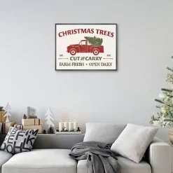 Hot Christmas Trees Truck Framed Canvas Print Christmas Art & Wall Decor