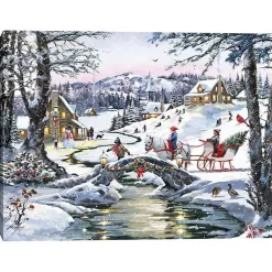 Outlet Christmas Village Canvas Art Print Christmas Art & Wall Decor