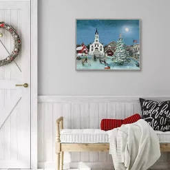 Outlet Christmas Village with Moon Christmas Wall Plaque Christmas Art & Wall Decor
