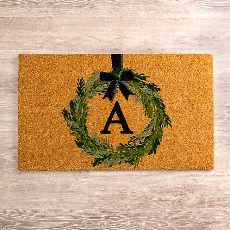 Kirklands Home Doormats|Christmas Wreath Monogram A Doormat