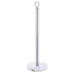 Kirklands Home Bathroom Accessories|Chrome and White Marble Toilet Paper Holder