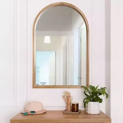 Kirklands Home Decorative Mirrors|Ciarra Natural Wood Arch Wall Mirror