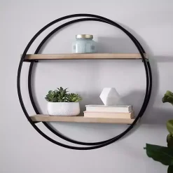 Kirklands Home Shelves|Circle Double Wood Wall Shelf, 25 in.