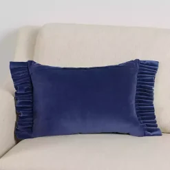 Outlet Clara Navy Velvet Ruffle Lumbar Pillow Pillows