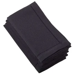 Kirklands Home Table Linens|Classic Hemstitch Boarder Napkins, Set of 4 Black