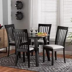 Kirklands Home Dining Sets|Classic Black Round Wood 5-pc. Dining Set Gray