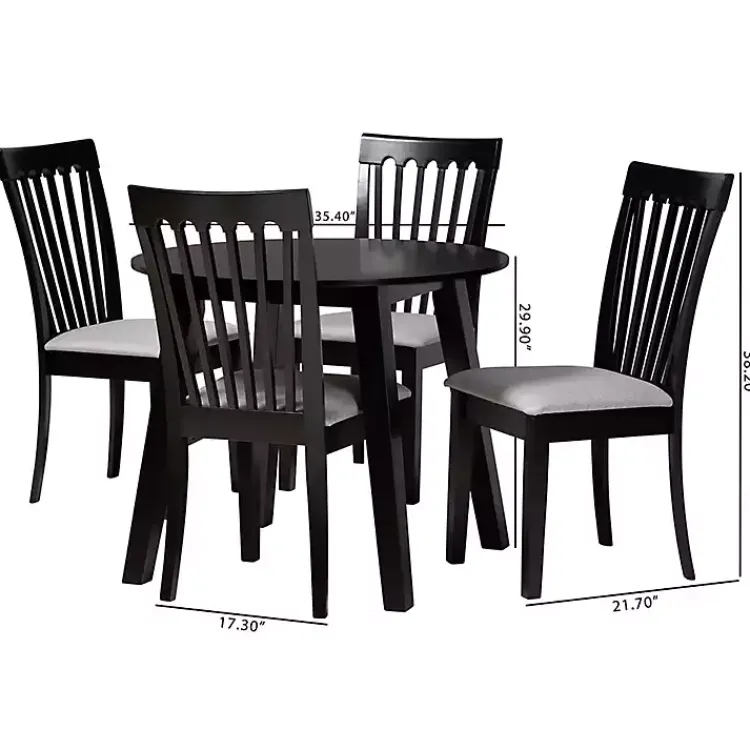 Kirklands Home Dining Sets|Classic Black Round Wood 5-pc. Dining Set Gray
