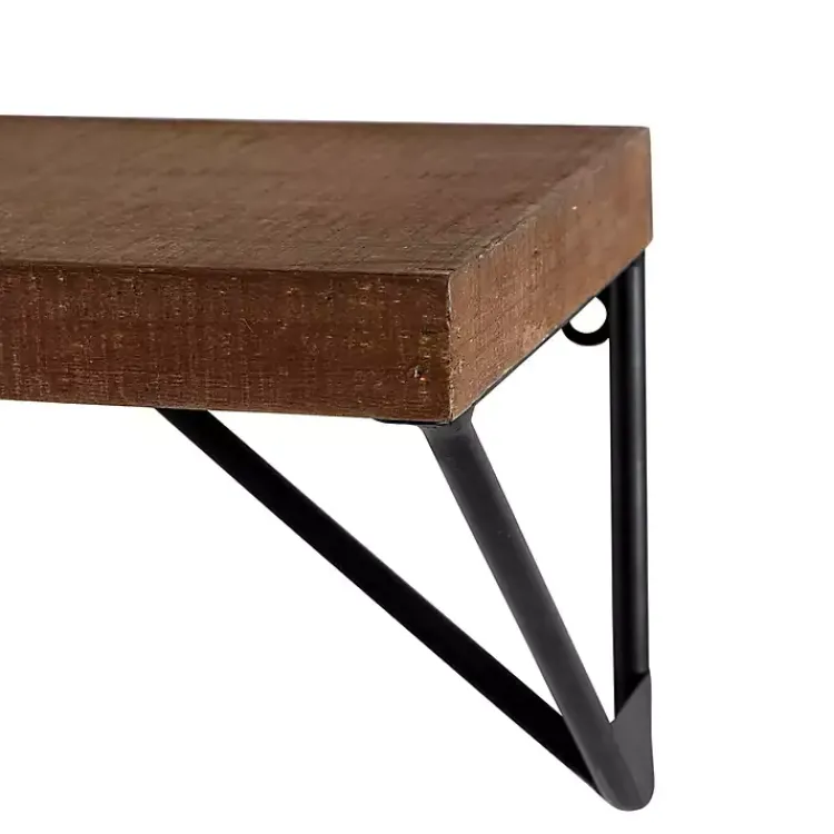 Kirklands Home Shelves|Classic Brown Wood Wall Shelves, Set of 2