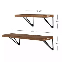 Kirklands Home Shelves|Classic Brown Wood Wall Shelves, Set of 2