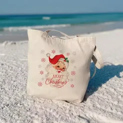 Clearance Classic Santa Canvas Tote Bag Christmas Decorations