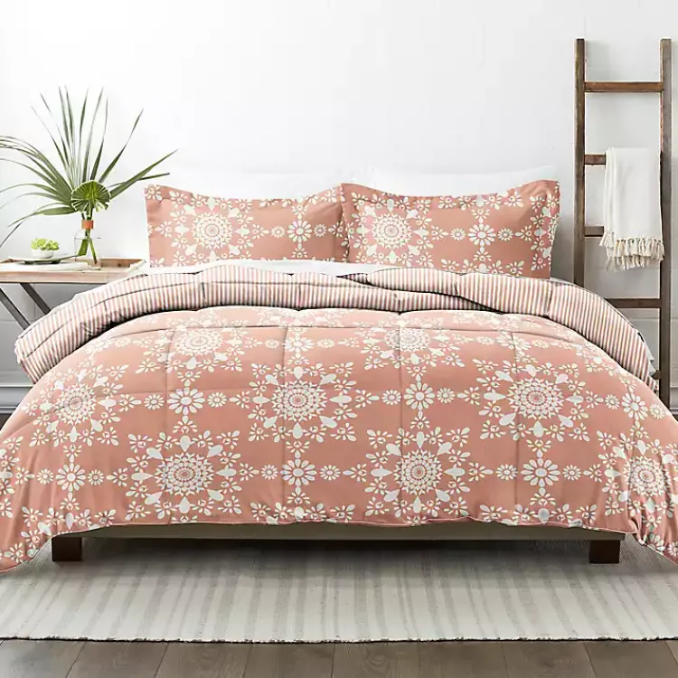Kirklands Home Comforters|Clay Daisy Medallion King 3-pc. Comforter Set Orange