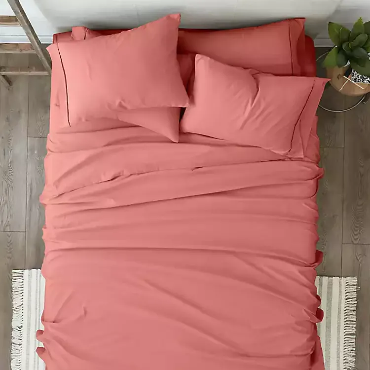Kirklands Home Bed Sheets|Clay Solid 6-pc. Queen Sheet Set Orange