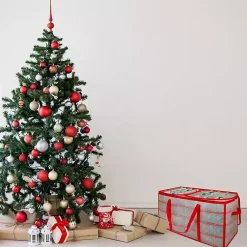 Sale Clear and Red Zip 128-pc. Ornament Storage Box Seasonal Storage