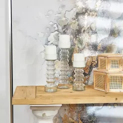 Outlet Blown Glass Curved 3-pc. Candle Holder Set Candle Holders