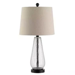 Kirklands Home Table Lamps|Clear Crackle Glass Bronze Center Table Lamp Tan