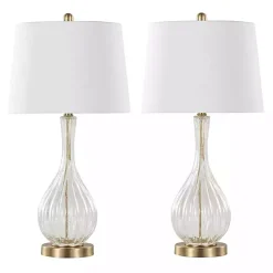 Kirklands Home Table Lamps|Crackle Glass Penny Table Lamps, Set of 2 Clear