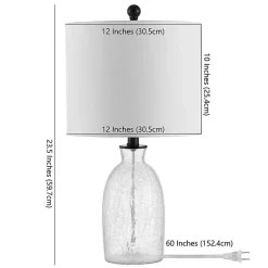 Kirklands Home Table Lamps|Clear Crackle Glass Table Lamp White