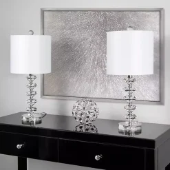 Kirklands Home Table Lamps|Clear Crystal Spindle Table Lamps, Set of 2 White