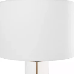 Kirklands Home Table Lamps|Clear Glass and Gold Stem Table Lamp White