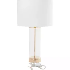 Kirklands Home Table Lamps|Clear Glass and Gold Stem Table Lamp White
