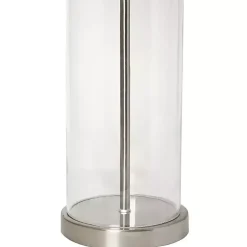 Kirklands Home Table Lamps|Clear Glass and Nickel Cylindrical Table Lamp White