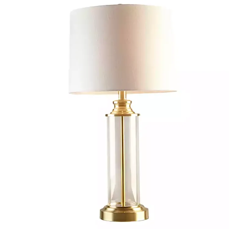 Kirklands Home Table Lamps|Clear Glass Base Gold Table Lamps, Set of 2 White