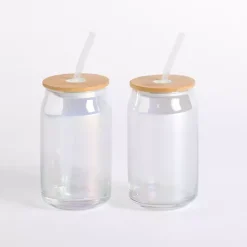 Kirklands Home Glassware & Drinkware|Glass Can Tumblers, Set of 2 Clear