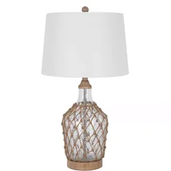 Kirklands Home Table Lamps|Clear Glass Coastal Netting Table Lamps, Set of 2 White