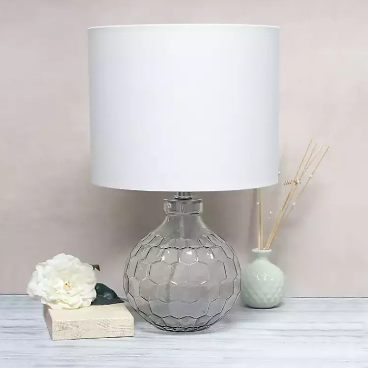 Kirklands Home Table Lamps|Clear Glass Honeycomb Table Lamp White