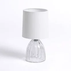 Kirklands Home Table Lamps|Clear Glass Ribbed Dome Mini Table Lamp White