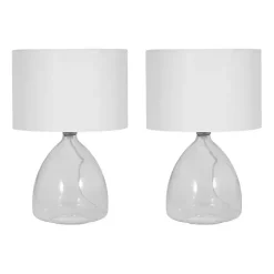 Kirklands Home Table Lamps|Clear Glass Tapered Table Lamps, Set of 2 White